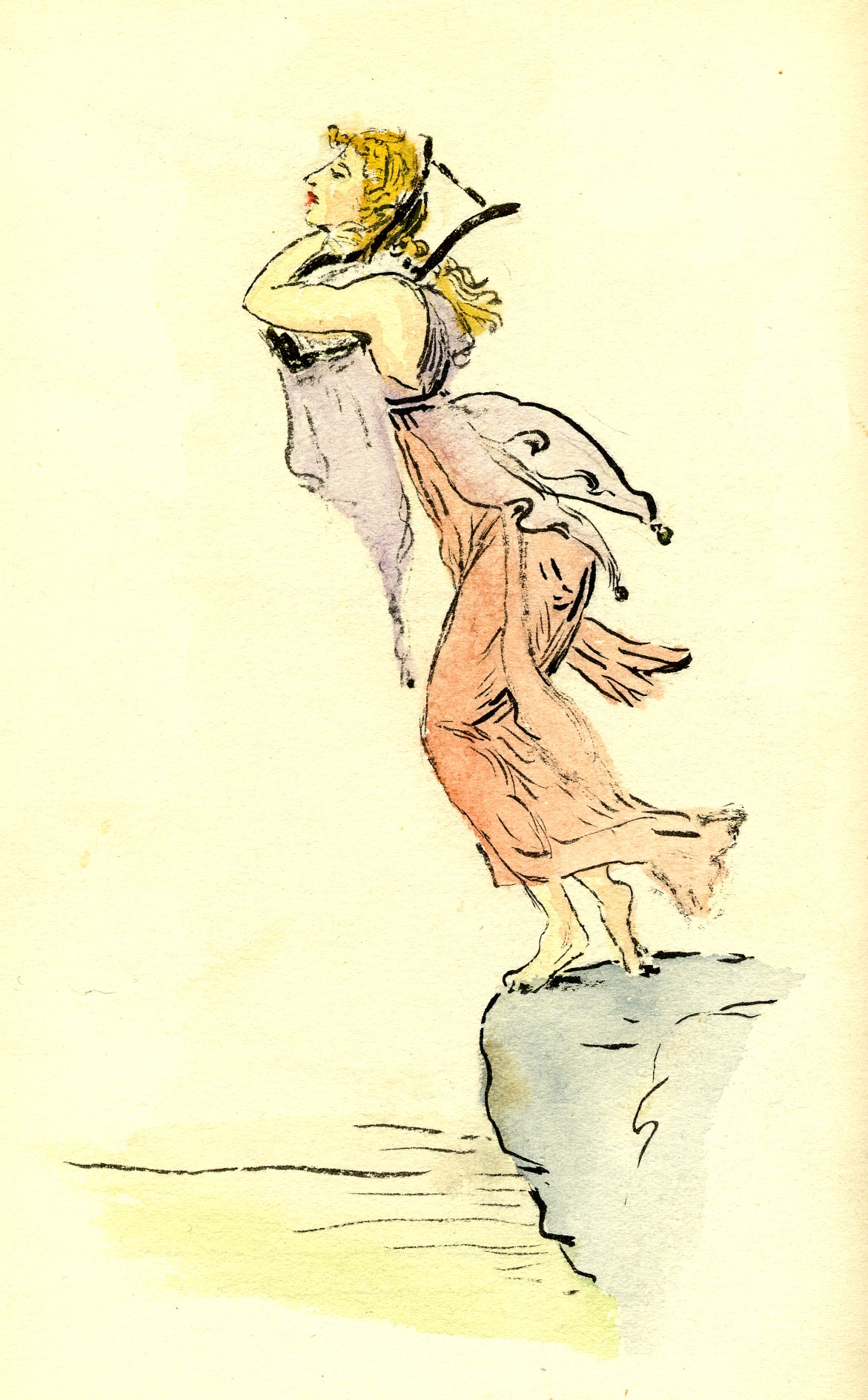 Sappho leaps from rock