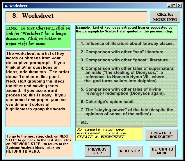 Worksheet screen