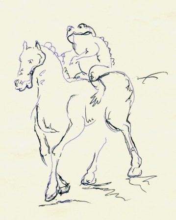 horse with frog jockey